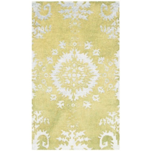 Tapis noué à la main 5 x 8 pi de Safaeh Stone Wash - Chartreuse