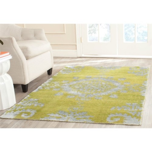Tapis noué à la main 5 x 8 pi de Safaeh Stone Wash - Chartreuse