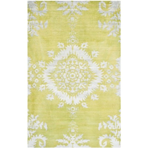 Tapis noué à la main 5 x 8 pi de Safaeh Stone Wash - Chartreuse