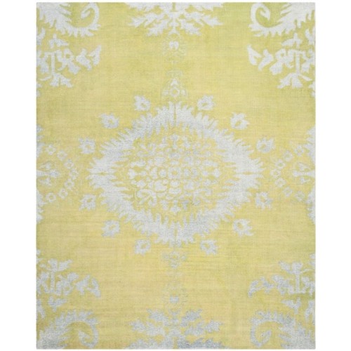 Tapis noué à la main 5 x 8 pi de Safaeh Stone Wash - Chartreuse