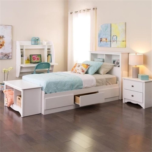 Prepac Twin Platform Storage Bed in White