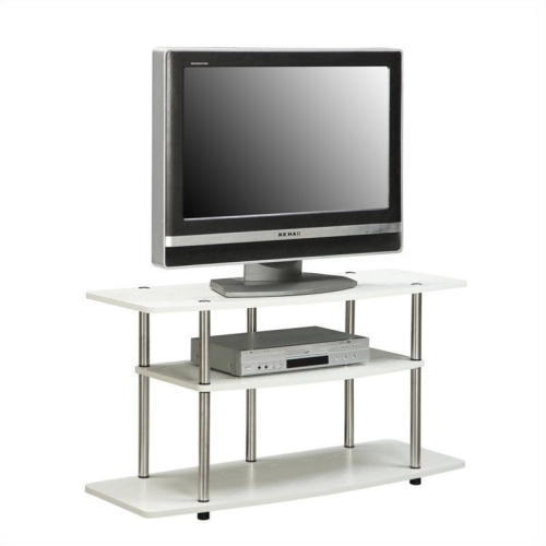 Convenience Concepts Designs2Go 3 Tier Wide TV Stand in White Wood Finish