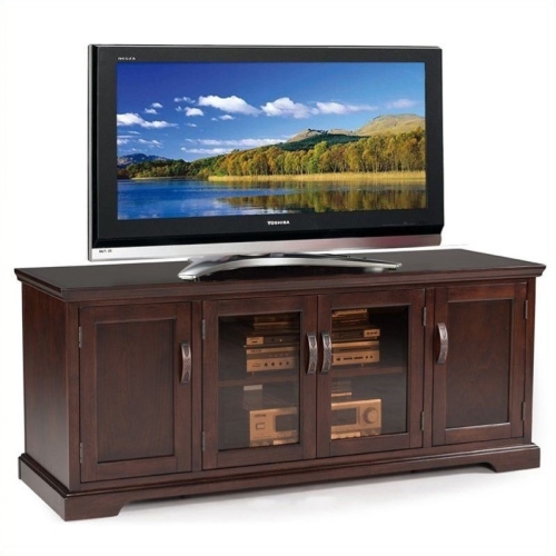 Leick Riley Holliday Bronze Glass 60" TV Stand in Chocolate Cherry