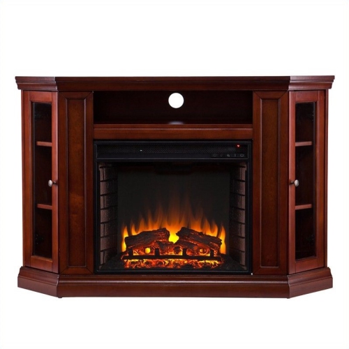 SEI Furniture Ponoma Convertible Media Electric Fireplace in Mahogany