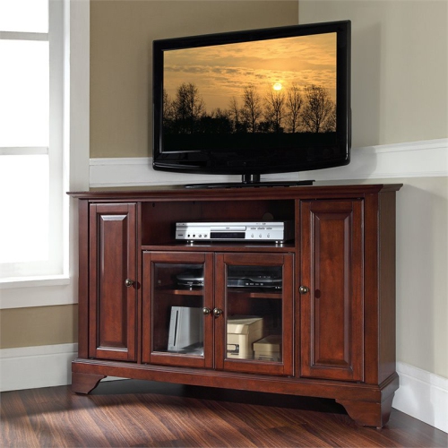 Crosley LaFayette 48" Corner TV Stand in Mahogany