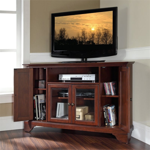 Crosley LaFayette 48" Corner TV Stand in Mahogany