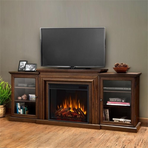 Real Flame Frederick 72-inch Electric Fireplace TV Stand - Chestnut Oak
