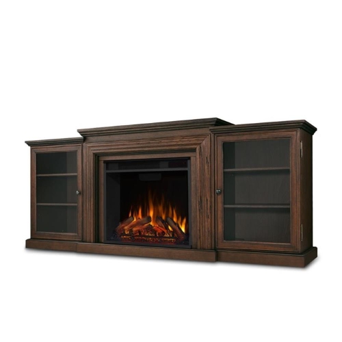 Real Flame Frederick 72-inch Electric Fireplace TV Stand - Chestnut Oak