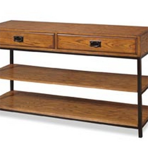 Homestyles Modern Craftsman Wood Media Console in Brown