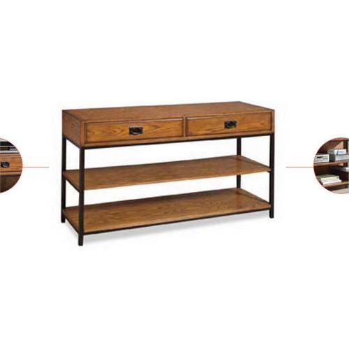 Homestyles Modern Craftsman Wood Media Console in Brown