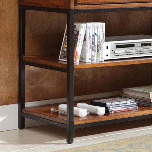 Homestyles Modern Craftsman Wood Media Console in Brown