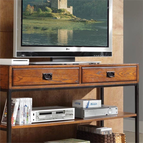 Homestyles Modern Craftsman Wood Media Console in Brown