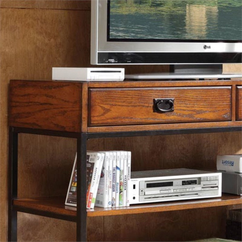 Homestyles Modern Craftsman Wood Media Console in Brown