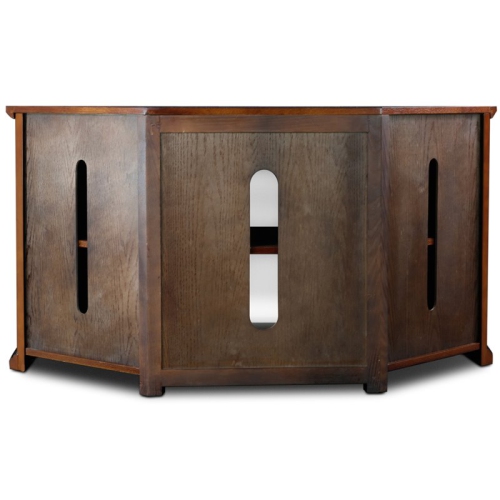 Leick Furniture Leaded Glass 50" Corner TV Stand in Burnished Oak