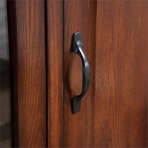 Leick Furniture Leaded Glass 50" Corner TV Stand in Burnished Oak