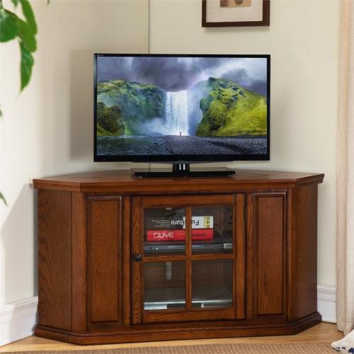 Leick Furniture 46" Corner TV Stand in Burnished Oak Finish