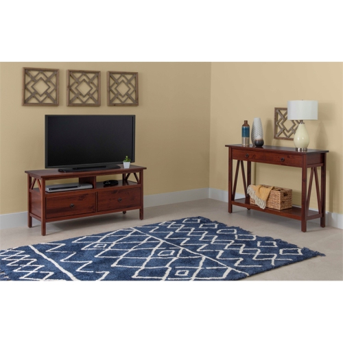 Linon Titian Wood Entertainment TV Stand in Brown