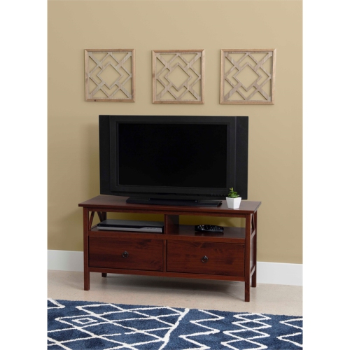 Linon Titian Wood Entertainment TV Stand in Brown