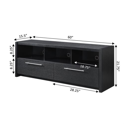 Newport Marbella 60-inch TV Stand with Cabinets and Shelves in Black Wood Finish