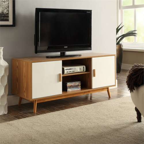 CONVENIENCE CONCEPTS  Oslo 46" Tv Stand In And Natural Wood Finish In White