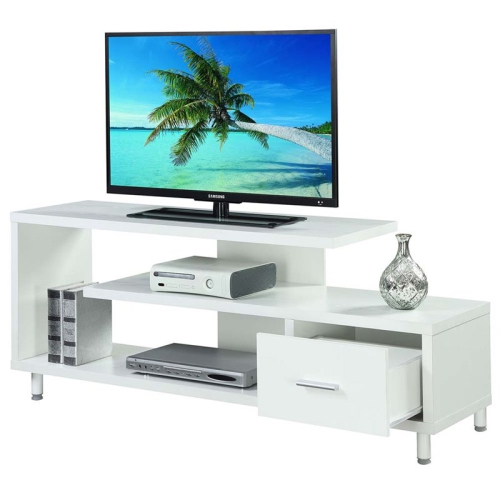 Convenience Concepts Designs2Go Seal II 60" TV Stand in White Wood Finish