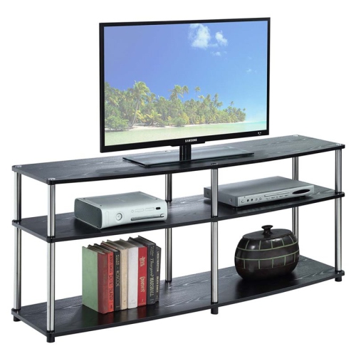 Convenience Concepts Designs2Go 60" 3 Tier TV Stand in Black Wood Finish