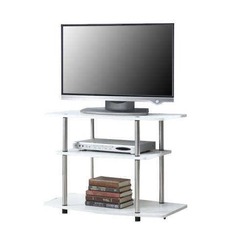 Convenience Concepts Designs2Go 32" Three-Tier TV Stand in White Wood Finish