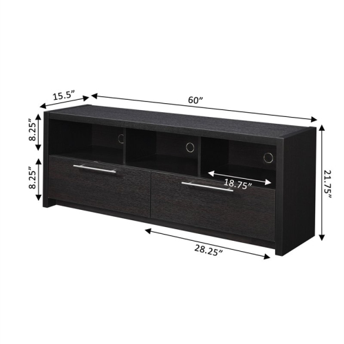 Newport Marbella 60-inch TV Stand with Cabinets and Shelves in Espresso Wood