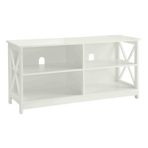 Convenience Concepts Oxford TV Stand in White Wood Finish with Shelves
