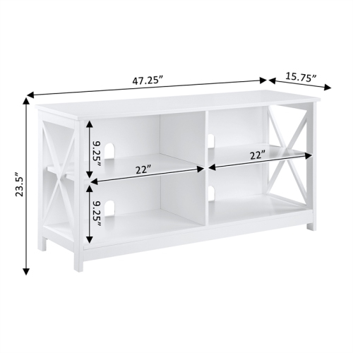 Convenience Concepts Oxford TV Stand in White Wood Finish with Shelves
