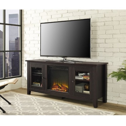 Walker Edison 58" Fireplace TV Stand with Doors in Espresso