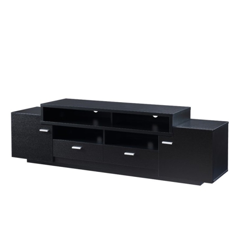 FURNITURE OF AMERICA  Braswell Wood Multi-Storage 72-Inch Tv Stand In In Black