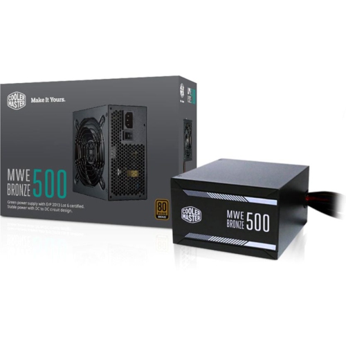 Cooler Master Silent MWE 500 Watt 80 Plus Bronze Certified Power Supply with Sleeved Cables