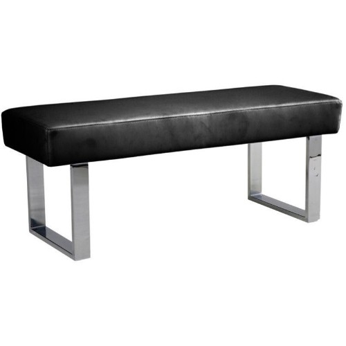 Armen Living Amanda Faux Leather Living Room Bench in Black