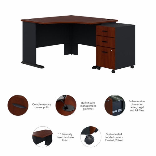 Series A 48" Corner Computer Desk in Hansen Cherry - Engineered Wood