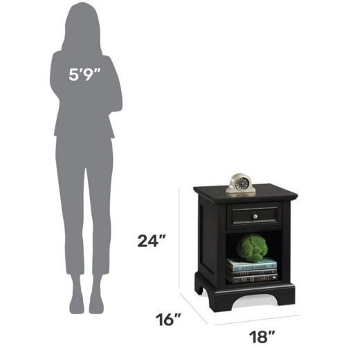 Homestyles Bedford Wood Nightstand in Black