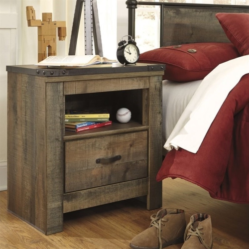 ASHLEY FURNITURE  Trinell 1 Drawer Wood Nightstand In Brown