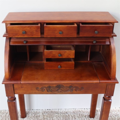 International Caravan Windsor Roll Top Desk in Walnut Stain