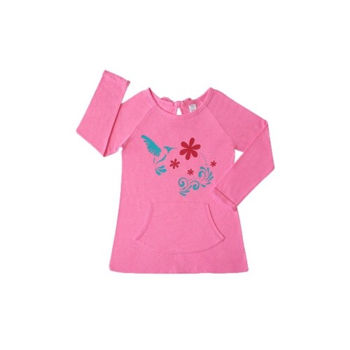 SHANSHAR PINK FRENCH TERRY PULLOVER FLOWER LONG SLEEVE FOR GIRL/KIDS TOP/GIRLS TOP
