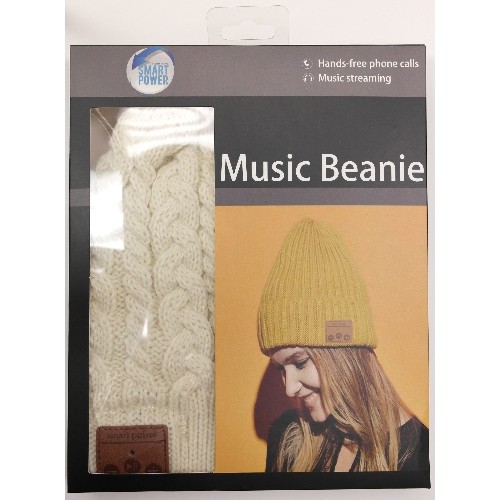 Bluetooth 4.1 Hands-free Stereo Music Double Layer Beanie White