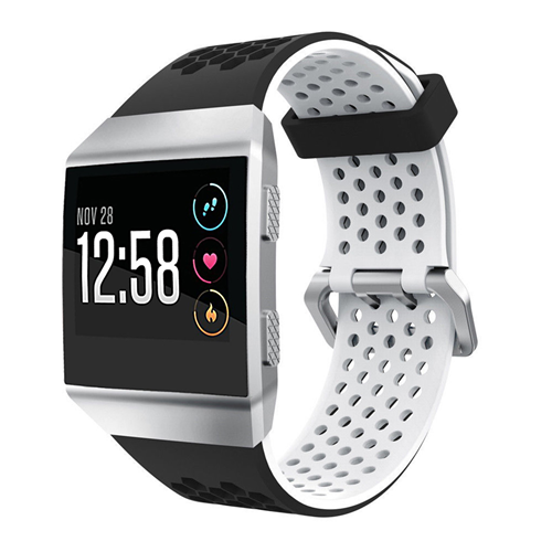 STRAPSCO  Perforated Rubber Strap Band for Fitbit Ionic In Black & In White