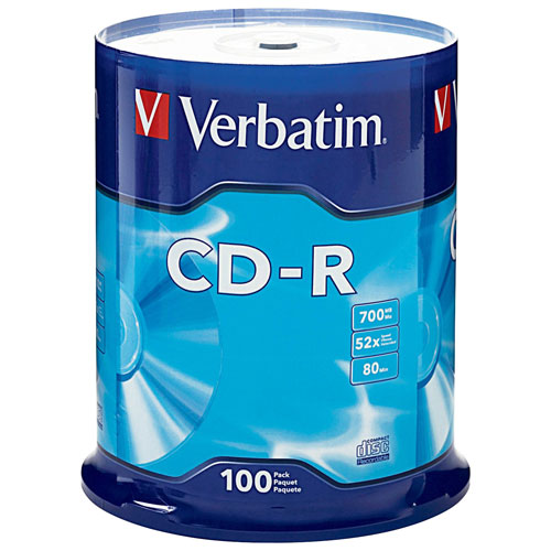 Verbatim 700MB 52X CD-R Spindle - 100-Pack