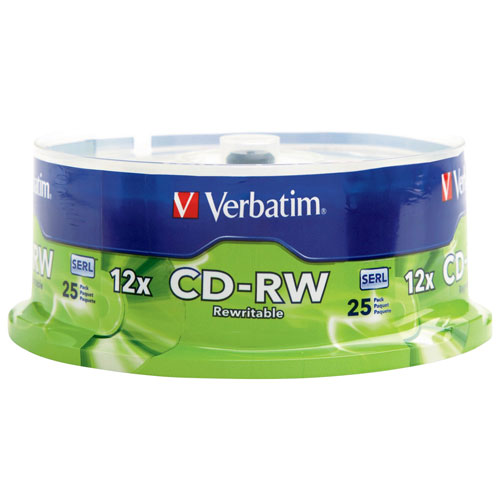 Verbatim 700MB 4X-12X CD-RW Disc Spindle - 25-Pack