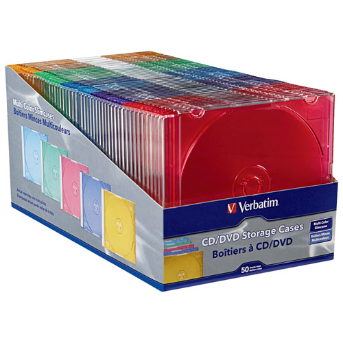 Paquet de 50 boîtiers à CD/DVD de Verbatim (94178)