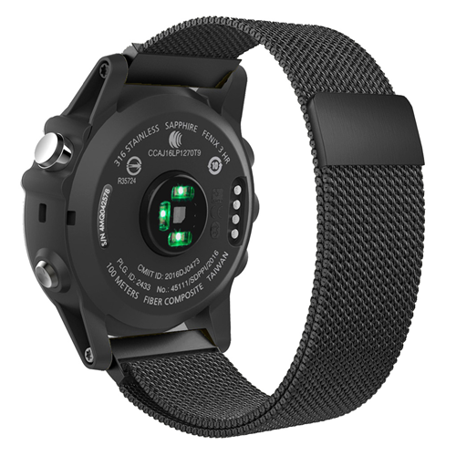 StrapsCo Milanese Mesh Bracelet for Garmin Fenix 5X & Fenix 3 in Matte Black