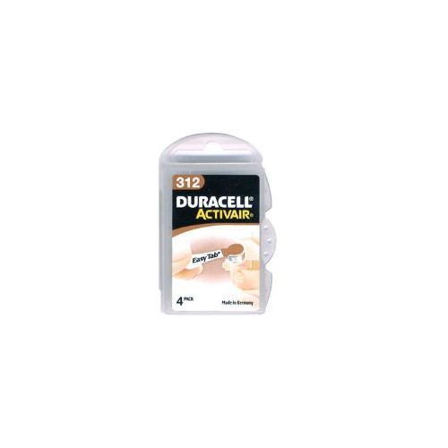 12-Pack Size 312 Duracell Easy Tab Hearing Aid Batteries