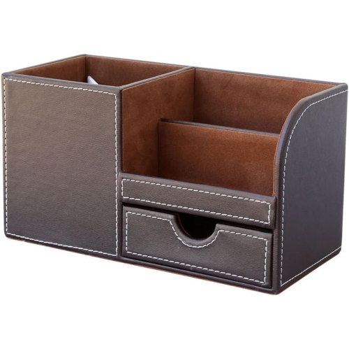 Range-tout de bureau multifonction en cuir, boîte de rangement, crayon/stylo, téléphone cellulaire, cartes de nom d’entreprise, couleurs de