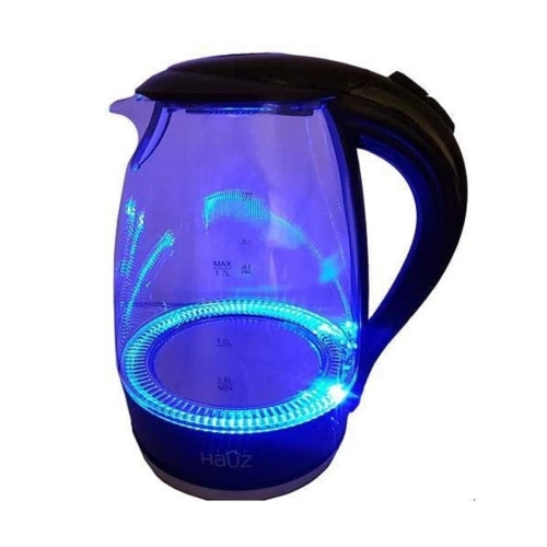 Hauz Blue LED Illuminated Red Glass Kettle 7 Cups 1.7 Liters