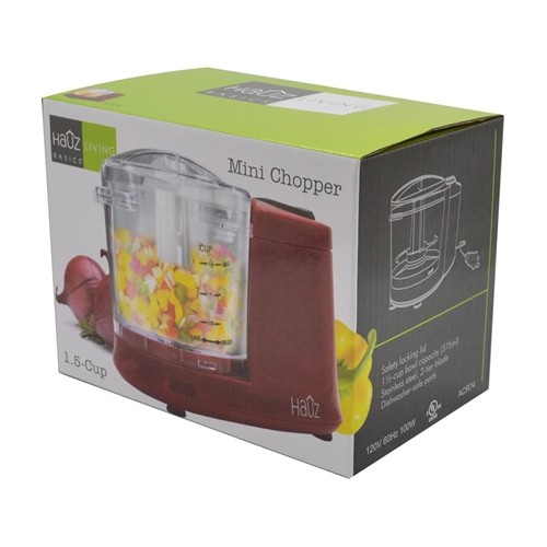 Hauz One Touch Electric Chopper 1.5 Cups 100W Red