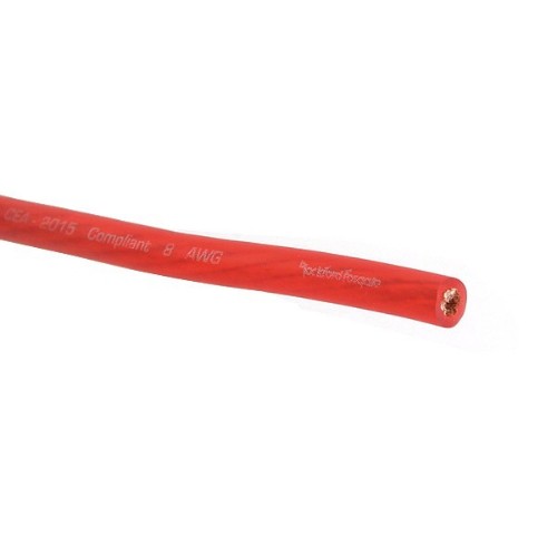 Fil rouge givré 8 AWG pour bobine de 250 pi RFW8R de Rockford Fosgate